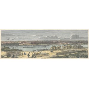 WARSZAWA. Panorama miasta od str. Wisły; ryt. Louis Dumont, 1861