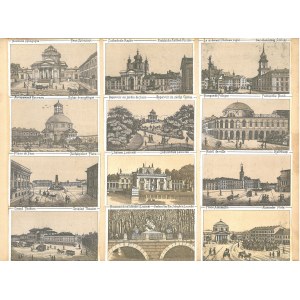 WARSZAWA. 12 miniaturowych widoków Warszawy, podklejonych wspólnie tekturą; anonim, ok. 1870