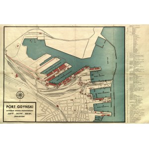 GDYNIA. Plan portu gdyńskiego; Nakład Przedsiębiorstwa Motorówek Robert Wilke, Gdynia (1938?)