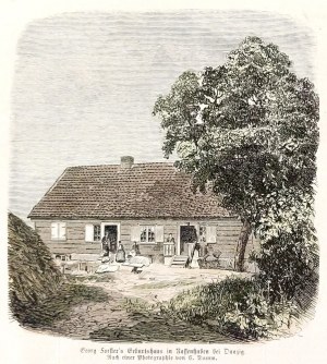 MOKRY DWÓR (k. Gdańsk), WILNO. Dom rodzinny Johanna Georga Adama Forstera (1754-1794), anonim, na podstawie fot. T. Damma, ok. 1870 r.