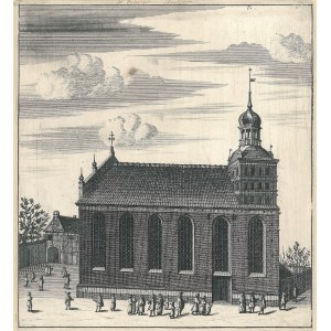 GDAŃSK. Kościół św. Brygidy; według rys. gdańskiego architekta miejskiego Petera Willera, pochodzi z: Curicke, Reinhold, Der Stadt Dantzig historische Beschreibung..., wyd. Johann II i Gillis Janssonius van Waesbergen, Amsterdam-Gdańsk 1687