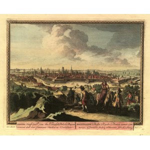 GDAŃSK. Panorama miasta z Biskupiej Górki (od południowego zachodu), wzorowana na widoku Nicolaasa Visschera z ok. 1650 r.; przed 1702 stan drugi