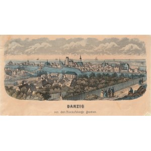 GDAŃSK. Panorama miasta z Biskupiej Górki (od południowego zachodu); anonim, ok. 1840