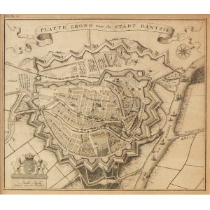 GDAŃSK. Plan Gdańska w 1734 r.; pochodzi z: T. Salmon, Hedendaagsche Historie, of tegenwoordige..., wyd. I. Tirion, Amsterdam 1734