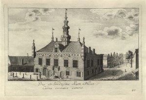 GDAŃSK. Ratusz Staromiejski; M. Deisch według rys. F.A. Lohrmanna, pochodzi z cyklu: 50 widoków Gdańska (50 Prospecte von Danzig), wyd. do 1765 r.