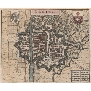 ELBLĄG. Plan miasta; pochodzi z: Andreas Cellarius, Regni Poloniae Magnique Duccatus Lithuaniae..., wyd. Janssonius Valckenier (Gillis Jansz Valckenier), Amsterdam 1659