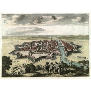 ELBLĄG. Perspektywiczny plan miasta i obwarowań; pochodzi z: Galèrie Agrèable du Monde P. van der Aa, Lejda, ok. 1720
