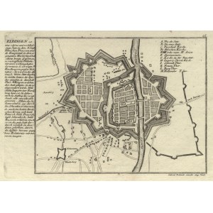 ELBLĄG. Plan miasta i fortyfikacji; ryt. i wyd. G. Bodenehr II, pochodzi z: Force d'Europe..., Augsburg 1720-1740