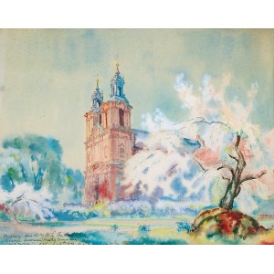 Antoni CHRZANOWSKI (1905-2000), Widok na kościół na Skałce w Krakowie, 1945