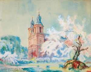 Antoni CHRZANOWSKI (1905-2000), Widok na kościół na Skałce w Krakowie, 1945