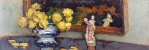 Alfons KARPIŃSKI (1875-1961), Żółte róże i porcelanowa figurka