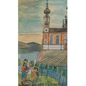 Nikifor KRYNICKI (1895-1968), Jezus przed kościołem