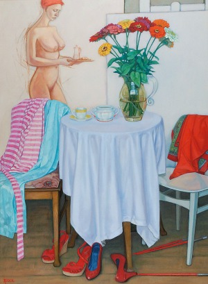Bożena JĘDRZEJEWICZ-KRZYSIK (ur. 1950), Śniadanie malarza, 2009