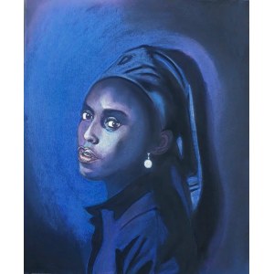 Tomasz Włodarczyk (geb. 1962), Porträt eines Mädchens mit einer Perle VII, 2021