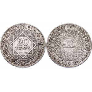 Morocco 20 Francs 1929 AH 1347