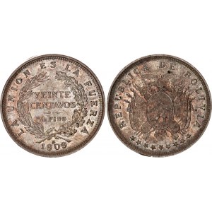 Bolivia 20 Centavos 1909 H