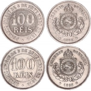 Brazil 2 x 100 Reis 1885 & 1888