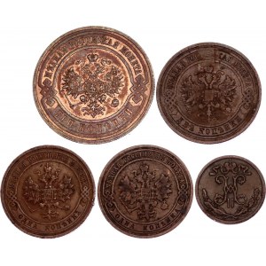 Russia Lot of 5 Coins 1899 - 1915