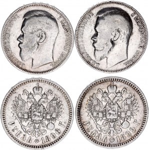 Russia 2 x 1 Rouble 1896 & 1899