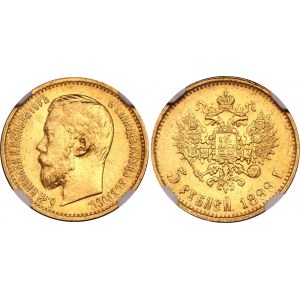 Russia 5 Roubles 1899 ЭБ NGC AU 58