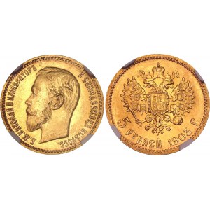 Russia 5 Roubles 1903 AP NGC MS 66
