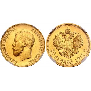 Russia 10 Roubles 1911 ЭБ NGC MS 61