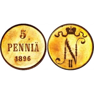 Russia - Finland 5 Pennia 1896 Proof (+VIDEO)