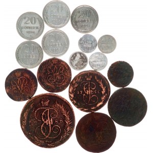 Russia Lot of 16 Coins 1731 - 1928