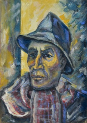 Aleksander KOBZDEJ (1920-1972), Portret mężczyzny w kapeluszu