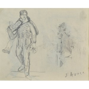 Stanislaw KAMOCKI (1875-1944), Sketches of a hussar and a country cottage, 1894 (?)