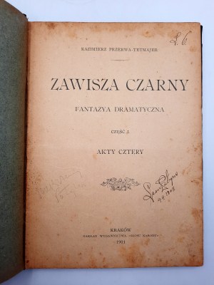 Kazimierz Przetrwa Tetmajer - Zawisza Czarny - Wydanie Pierwsze, Kraków 1901