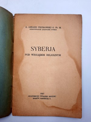 Piotrowski G. - Syberja pod względem religijnym - Kraków 1927