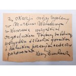 Xawery Dunikowski - ručně psaný dopis Dělnické tribuně a Wawelským hlavám [ autograf]