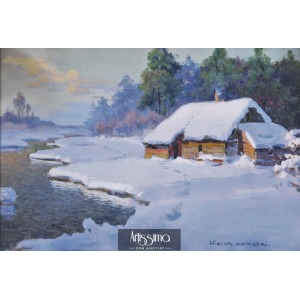 Korecki Wiktor, Pejzaż zimowy z chatą nad strumieniem