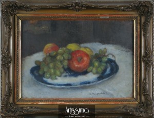 Karpiński Alfons, Martwa natura z owocami na fajansowym talerzu, l. 1930-te