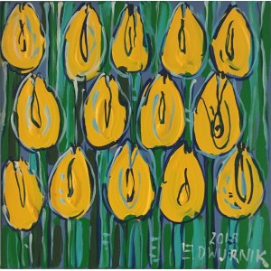 Edward Dwurnik, Żółte tulipany, 2016