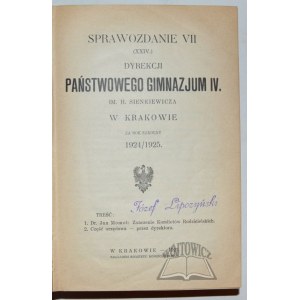 BERICHT VII. (XXIV) der Direktion des Staatlichen Gymnasiums H. Sienkiewicz IV. in Krakau.