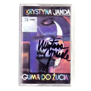 [JANDA Krystyna]. Handschriftliche Widmung der Schauspielerin auf dem Cover der Kassette Kaugummi, die in Warschau von ...