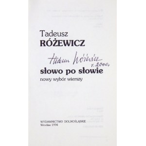 RÓŻEWICZ Tadeusz - Word by word. Author's signature.