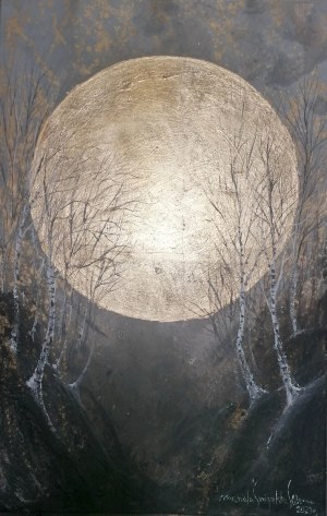 Mariola Świgulska (ur. 1961), Brzozowy wąwóz w blasku księżyca, 2021