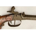 Hand-held double-barrel cap pistol