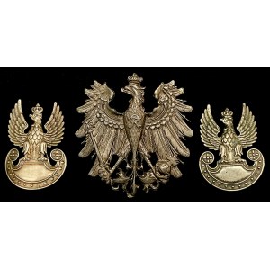 Set of 3 emblems with crowned eagles