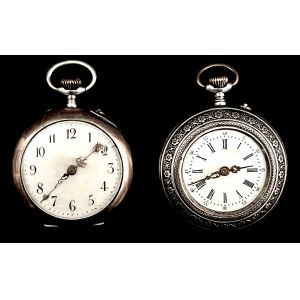 2 srebrne zegarki kieszonkowe