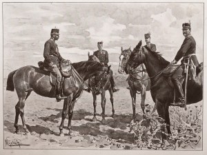 Felicien baron de MYRBACH - RHEINFELD, Austria (1853-1940), Zborowy portret konny sztabu armii FJ I, ok 1890 r.