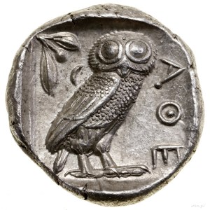 Tetradrachma, ok. 454-404 pne, Ateny; Aw: Głowa Ateny w...