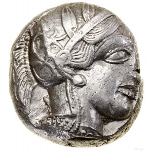 Tetradrachma, ok. 454-404 pne, Ateny; Aw: Głowa Ateny w...