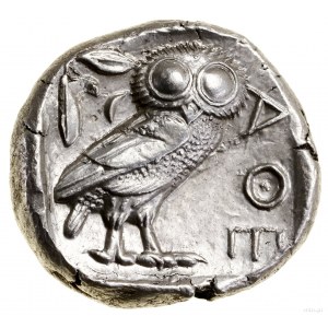 Tetradrachma, ok. 454-404 pne, Ateny; Aw: Głowa Ateny w...
