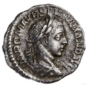Denar, 222, Rzym; Aw: Popiersie cesarza w wieńcu laurow...