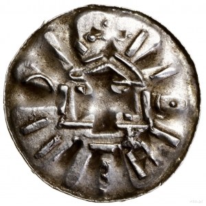 Denar krzyżowy, ok. 985-1000, Magdeburg; Aw: Kaplica ze...