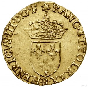 Écu d’or au soleil; 1578 B, Rouen; Aw: Ukoronowana tarc...